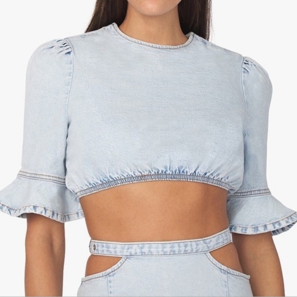 NWT WeWoreWhat Cropped Denim Top - Picture 3 of 13